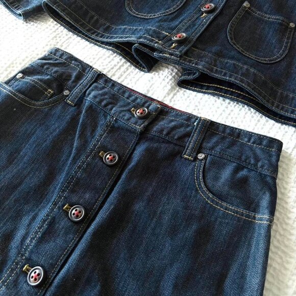 Nautica Dark Wash Denim Jean Skirt and Jacket Matching Set - Picture 3 of 6